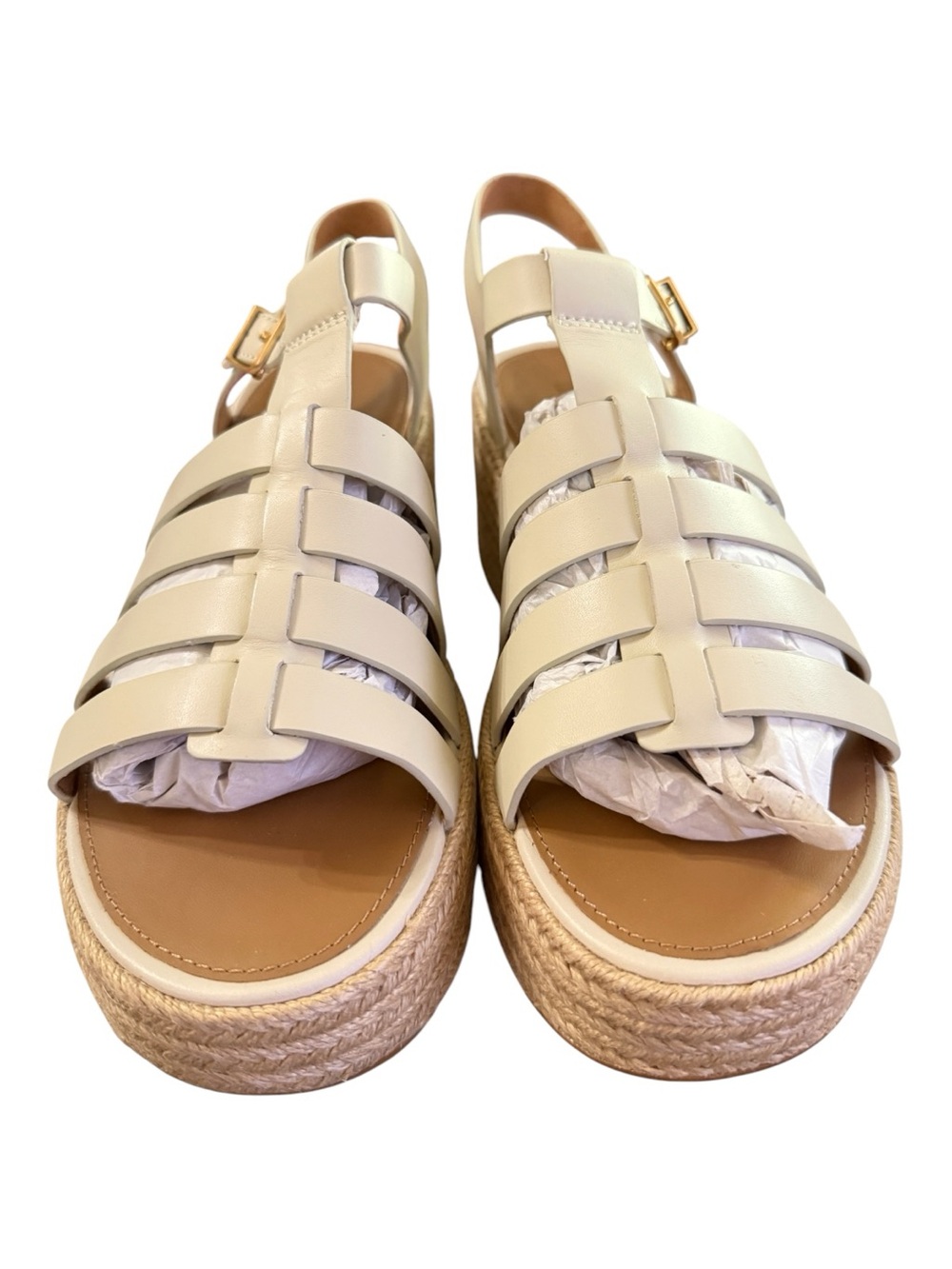 FitFlop Fisherman Espadrille Platform Wedge Sandals Paris Beige Size 8 NWOB